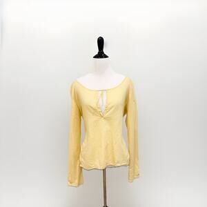 Vintage Abercrombie Peasant Blouse Size M Yellow Cotton Y2K 90s Boho Festival